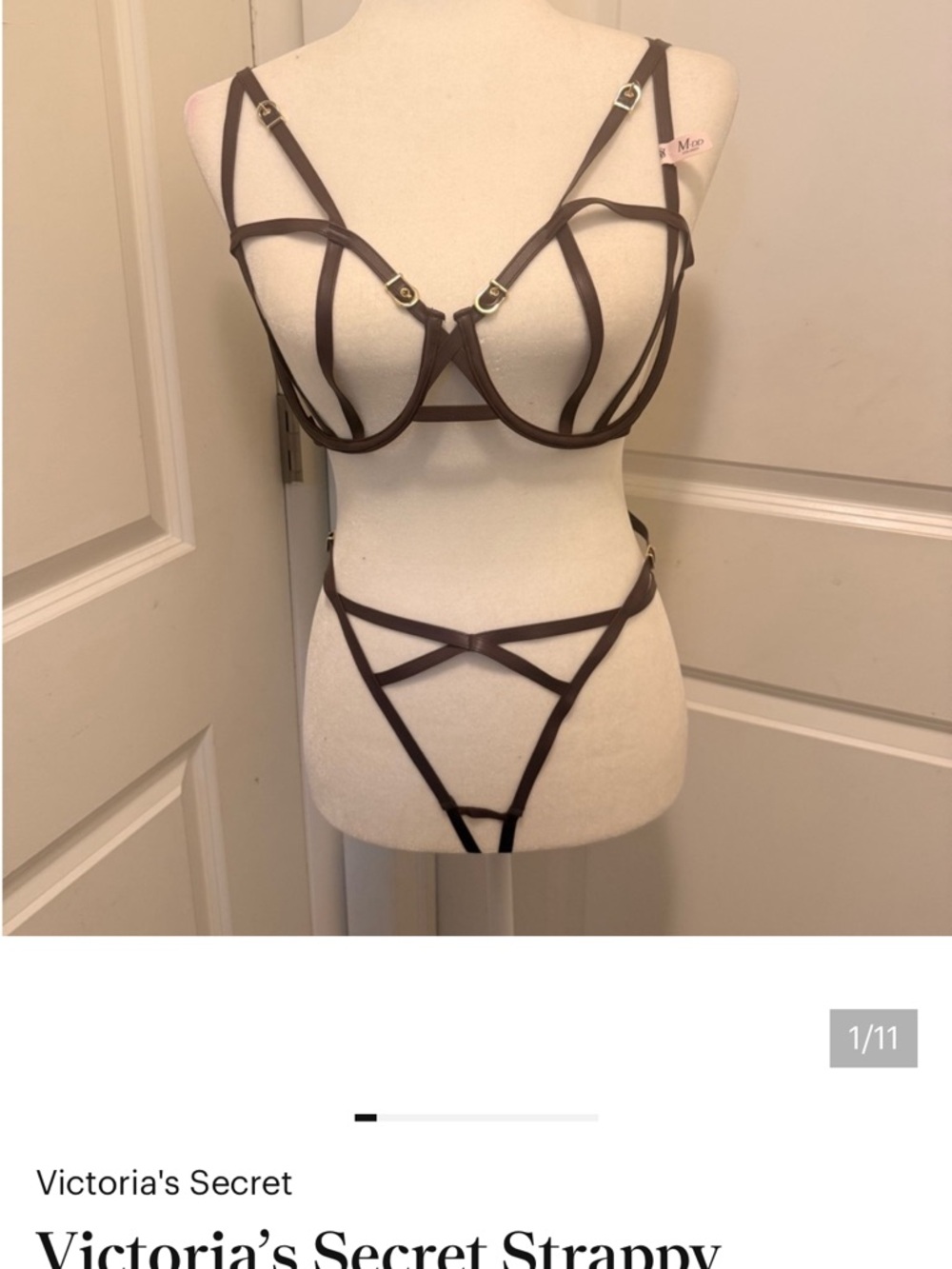 Victoria's Secret Brown Strappy Cage Lingerie Set